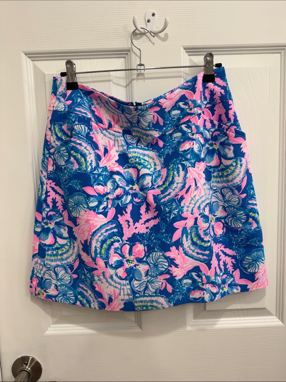 Lilly Pulitzer Blue & Pink Floral A-Line Skirt